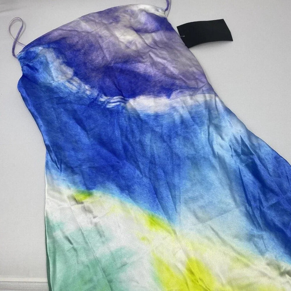 Retrofete Rylynn Silk Drape Mini Dress S in Watercolor Wave NWT $425 - Picture 9 of 12